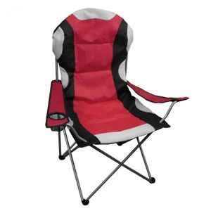 CHAISE DE CAMPING Chaise de camping pliable + Sac de transport - Rouge - Linxor