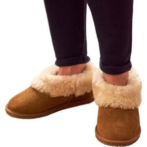 Vogar Hommes Femmes Peau de Mouton Pantoufles Chaussures Chaussons avec Doublure Chaud Laine W76 