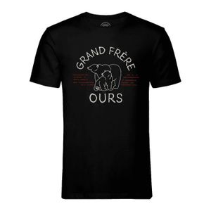 T-SHIRT T-shirt Homme Col Rond Noir Grand Frère Ours Famil