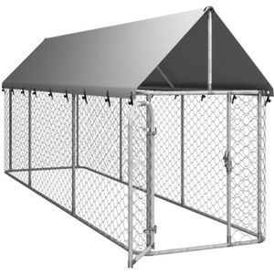 ENCLOS - CHENIL RHO - Niches | enclos pour chiens - Chenil extérieur avec toit pour chiens 400x100x150 cm - DX0050