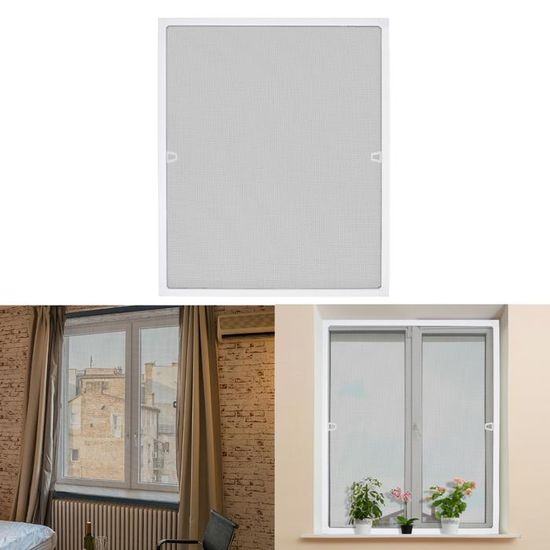 Moustiquaire Fenêtre 120x140cm Anthracite - Cadre Aluminium Extensible Anti-poussière