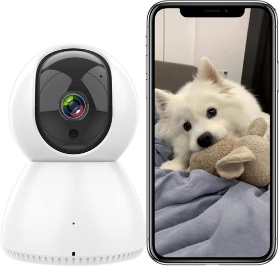 Caméra Surveillance Intérieur ANTELA 1080P - WiFi 2.4G/5G - 360° - Vision Nuit 9m - Compatible Alexa/Google