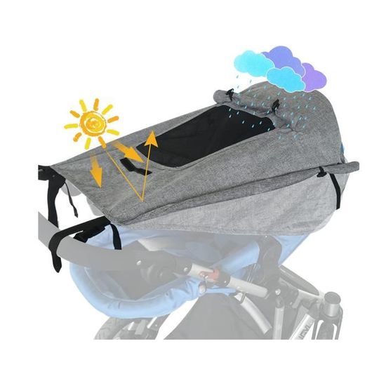 Pare-soleil Universel Pour Poussette AUPOWER - Protection UV UPF50+, Lucarne, Réglable, Ailes Doubles - Pour Landau, Nacelle, Poussette