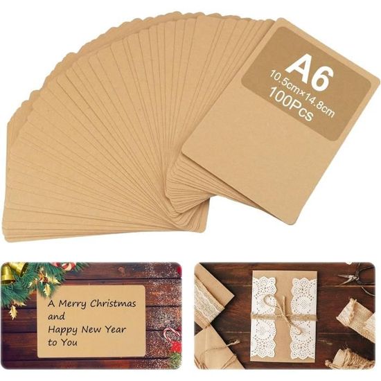 100 Cartes De Visite Vierges En Papier Kraft - 350 G/m² - 85x55 Mm - Naturel Et Professionnel - 12