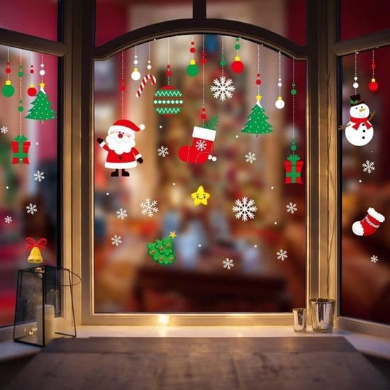 244 Autocollants De Noël Pour Fenêtres,autocollants Double Face