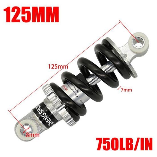 Amortisseur De Choc Arrière, 2 Pièces 125mm 750LBS Amortisseur De Choc Arrière Convient Pour ATV Go-Kart Scooter