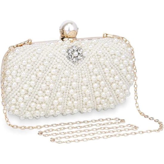 Pochette Soirée Eshow Pailletée Or Argent - Sac Main Chaîne Amovible - 24x13cm Mariage Fête