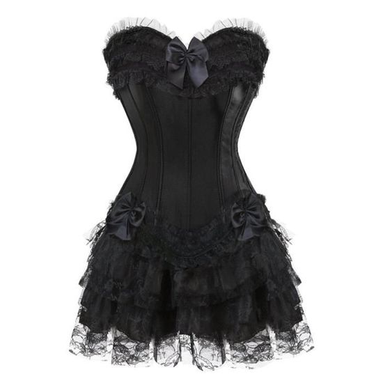 Corset Gainant Gothique Victorien Pour Femme - Noir Satin, Laçage - Tailles S à 5XL - Neuf Avec étiquettes