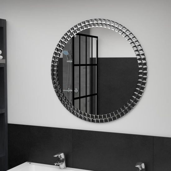 8873NEW FR® Miroir mural Design Moderne Miroir Contemporain,Chambre Salon Miroir de Salle de Bains Argenté 70 cm Verre trempé