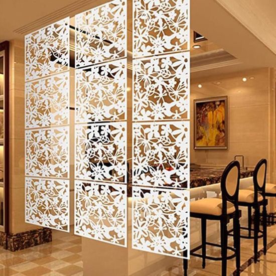 Panneaux Séparation Pièce URPIZY - Lot De 12 | Design Creux Blanc | Décoration