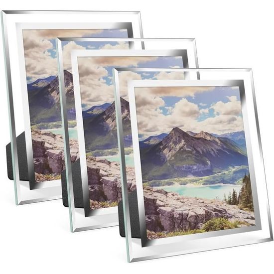 Lot de 3 cadres photo A4 Silver (21x29.7 cm) - Vitre en plexi