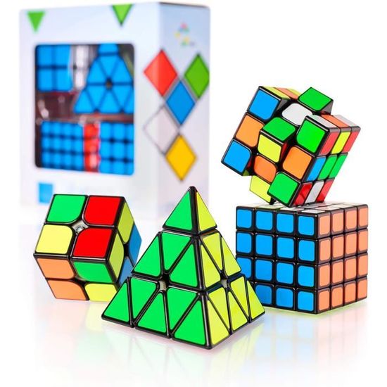 Coffret 5 Cubes De Vitesse Vdealen - 2x2, 4x4, Pyramide, Mirror, Megaminx - Puzzle Casse-tête Pour Enfants Et Adultes