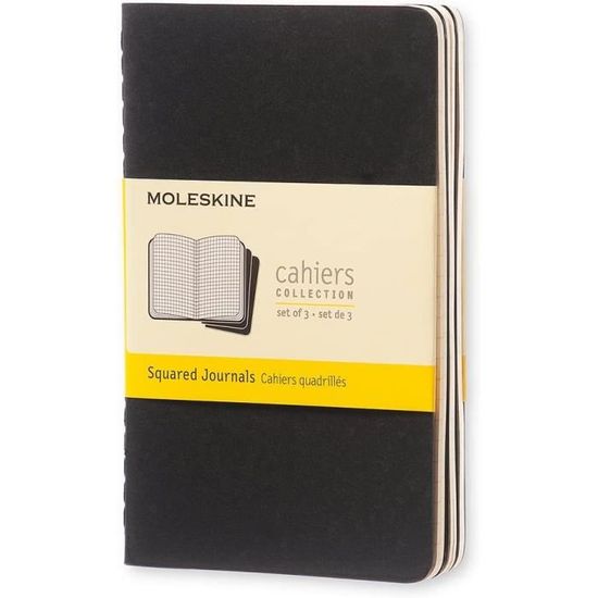 Moleskine Set de 3 cahiers quaillés Format de poche Couverture souple 9