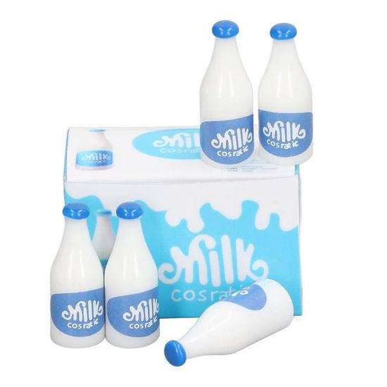 Lot De 10 Mini Bouteilles De Lait 1/12 – Résine – Accessoire Cuisine Pour Maison De Poupée – Bleu