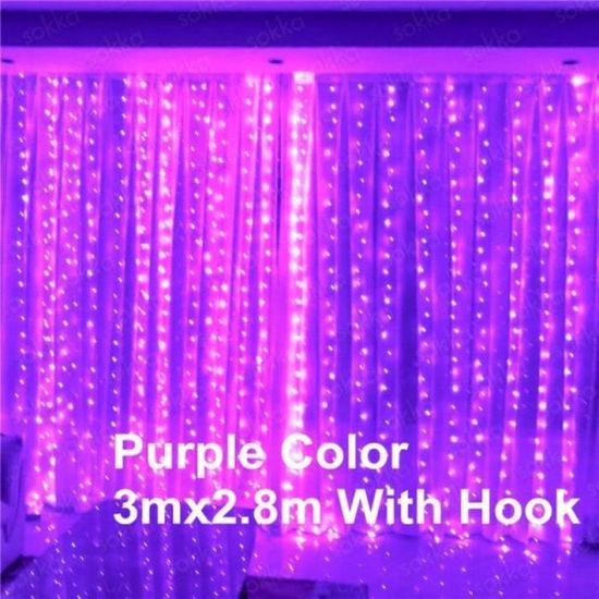 GB05859-Rideau lumineux arc en ciel coloré. 3M. guirlande lumineuse LED. bleu. rose. féerique. nouvel an. noël. maison. chambre à