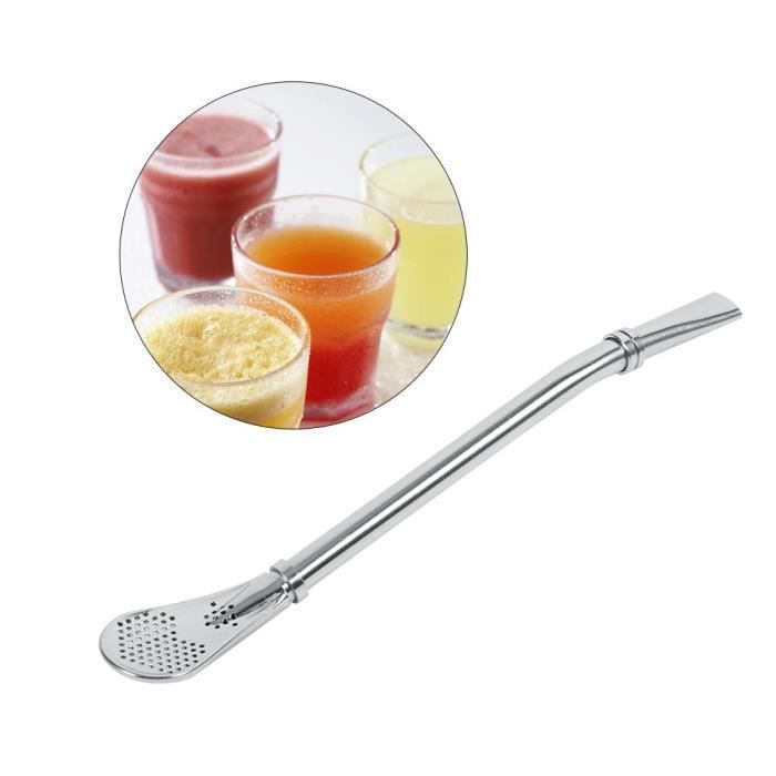 Cuillère filtrée de paille à boire en acier inoxydable Yerba Mate thé café-YUA