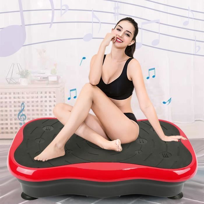 HEK Plateforme Vibrante, Multi-Function avec Bluetooth et USB, pour Le Shaper de Corps Bureau Amincissant Noir-Rouge