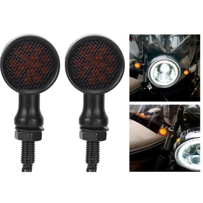 MEIHE 12V Vintage Clignotant Lumière LED Indicateur Lampe de Direction Moto Monidification Pièces (Coque Noire, Lentille Rouge et