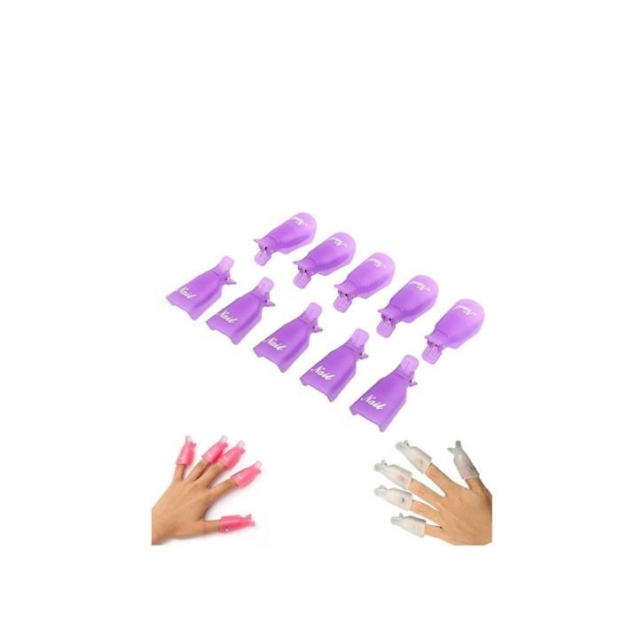 10PC Plastique Ongle Art Tremper le Capuchon Pince à Ongles Gel UV Pellicule Outil Rose Vif