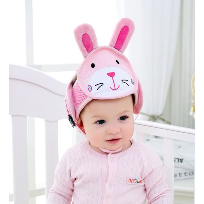 Casque Sécurité Bébé Casque de Protection Bébé Domestique en Coton Douce Réglable Antichoc- (taille 42-62cm) - Lapin