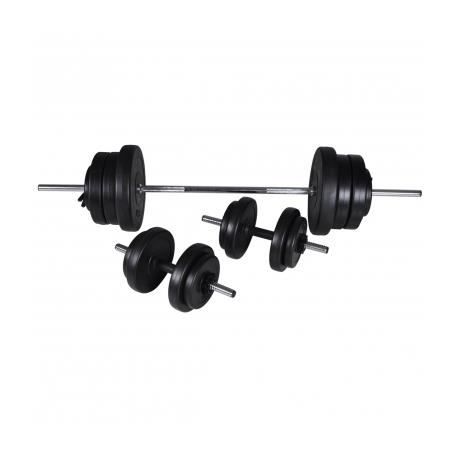 Kit de barre d'haltère et 2 haltères 60,5kg