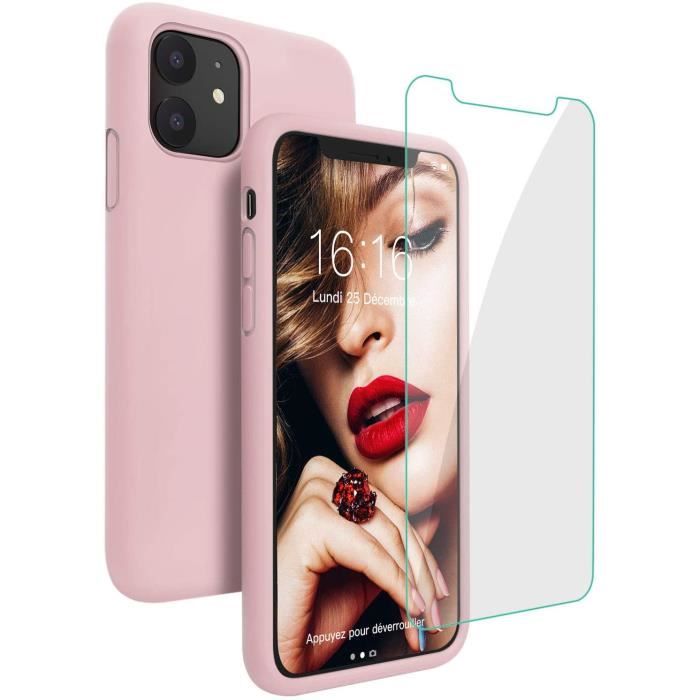 Coque pour iPhone 11, Coque Silicone Rose Claire