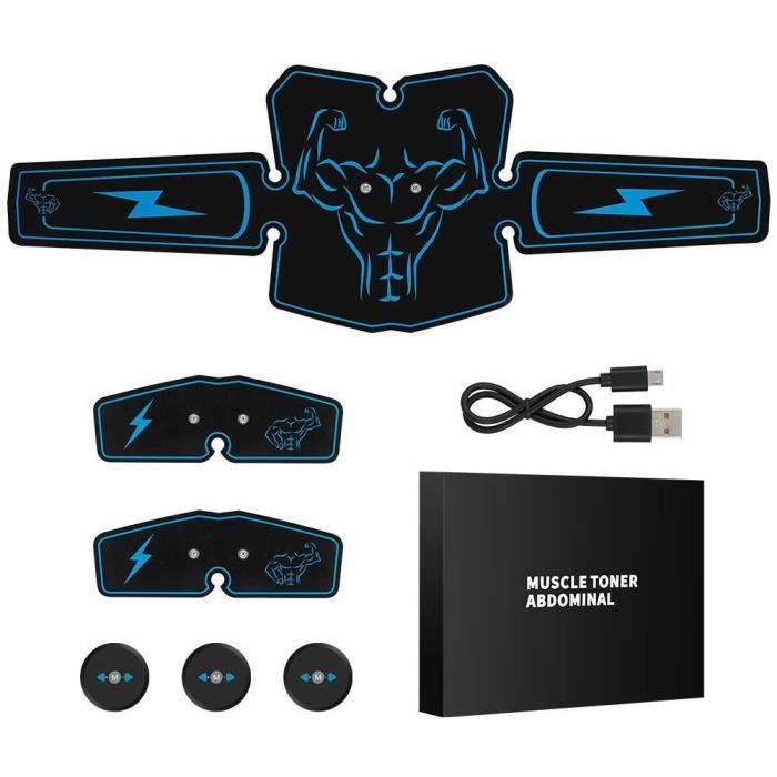 Appareil Abdominal EMS Ceinture Abdominale Electrostimulation Appareil pour Cuisse Ventre Bras Jambe et Massage Homme Femme-Bleu