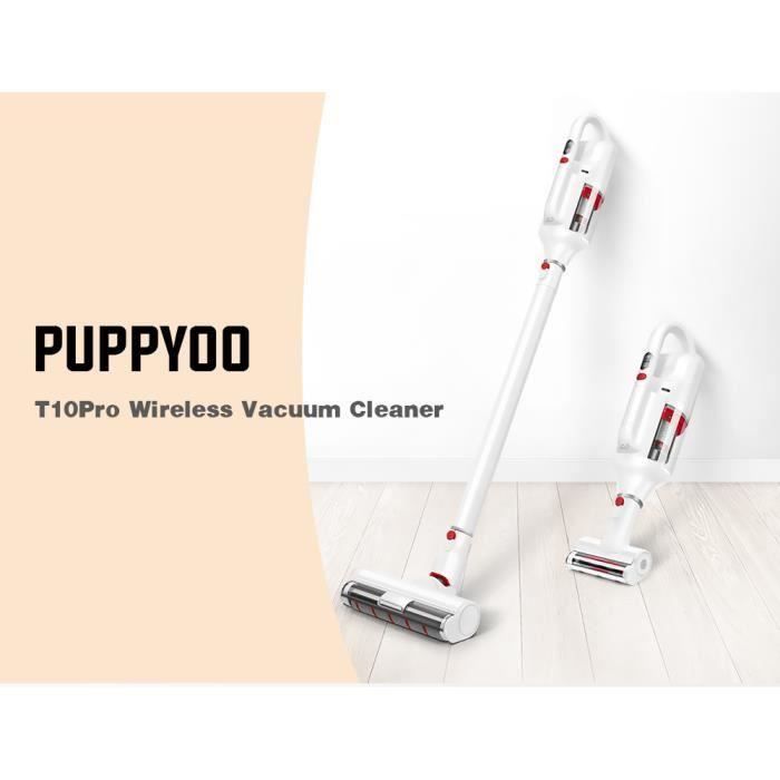Puppyoo T10 Pro Aspirateur Balai Sans Fil 250W 17,8 Kpa 2500Mah 78Db Brosse À Acariens Aspirateur À Main Aspirateur Robot -
