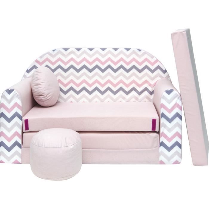 PPG4KIDS canapé-lit pour Enfant, avec Pouf, Repose-Pieds et Oreiller, Siège rabattable HJ1