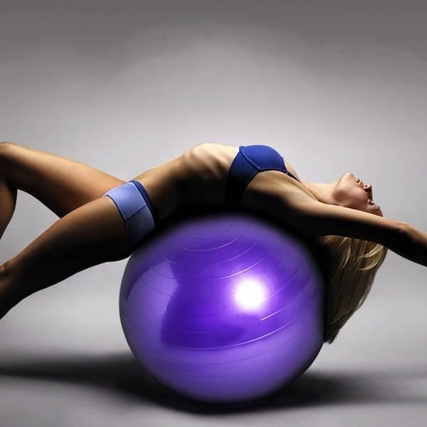 ISE Ballon de gymnastique Anti-éclatement - Ballon d exercice 55cm de Diamètre avec Pompe Violet SY-2003PP65-FR