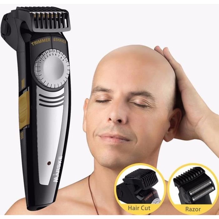 Rasage Cheveux Chauve Rechargeable 9 Longueur Peigne Tondeuse Cheveux Design Spécial pour la Tête Chauve et le Rasage du Crâne Visag