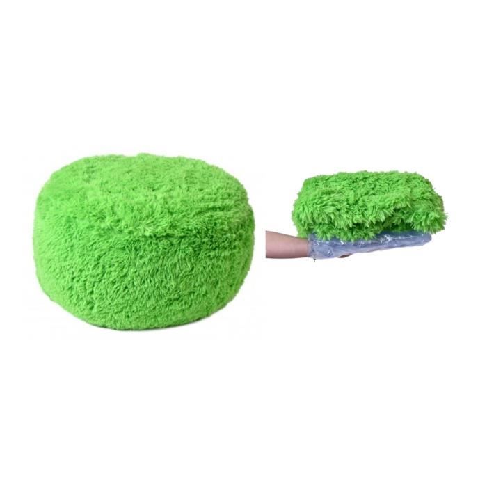 SITZY - Pouf gonflable intérieur/extérieur h 34cm ⌀ 65cm confortable pratique - Assise gonflable + housse amovible fourrure - Vert