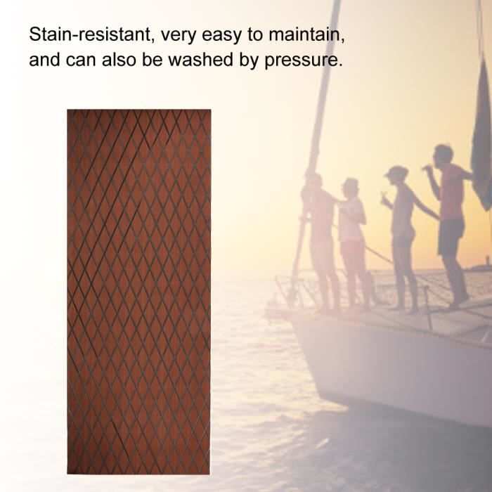70x190cm Tapis de Sol Marin EVA Tampon Décoratif Auto-Adhésif Antidérapant de Terrasse pour Bateau Yacht(Brun foncé + noir ) -QNQ