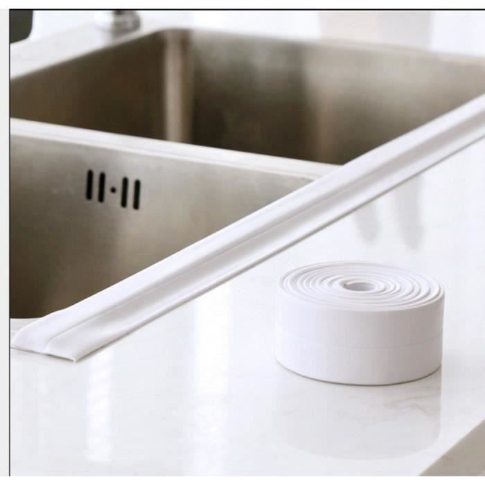 Bande d'étanchéité auto-adhésive étanche résistant à la moisissure en PVC pour joints de lavabo-murs(n ° 1 blanc 22 mm x 3,2 m)--R