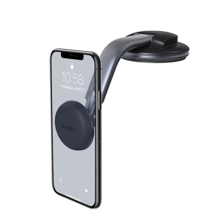 AUKEY Support Téléphone Voiture Magnétique Tableau de Bord Pare-Brise Ventouse Forte en Gel Collant 360° Rotation HD-C49