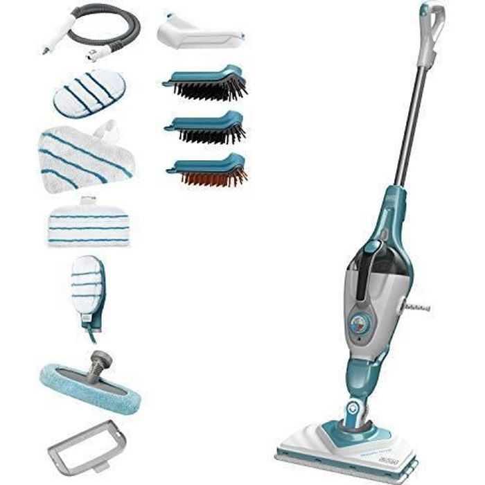 BLACK+DECKER - BHSM168DSM-QS Balai Vapeur Multifonction, 1600 W, Tête Delta, Gant STEAMITT, Réservoir : 500 ml, Temps de chauffe :