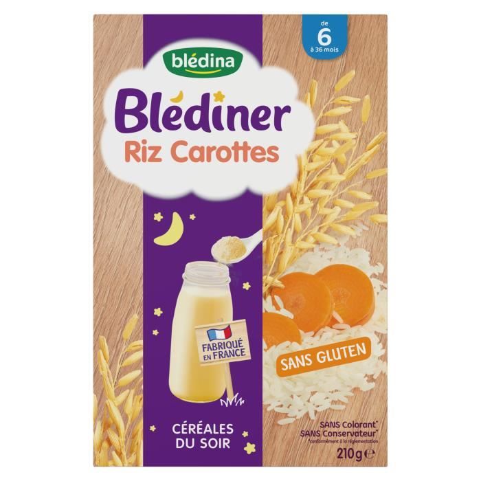 Blédina Blédiner Céréales Riz Carottes +6m 210g