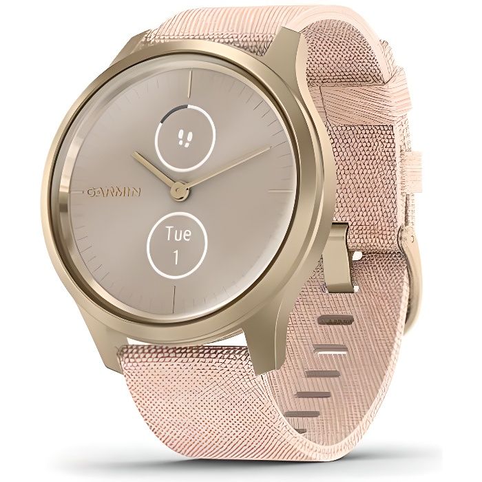 Garmin vivomove Style - Montre connectée avec aiguilles mécaniques et écran tactile couleur - Light Gold Dust Rose