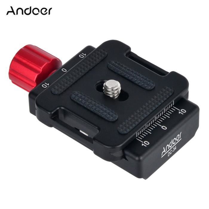 Andoer DC-34 Collier de plaque à dégagement rapide avec QR Plauqe 1/4- Vis pour Arca-Swiss AS Standard Tête de trépied Rouge