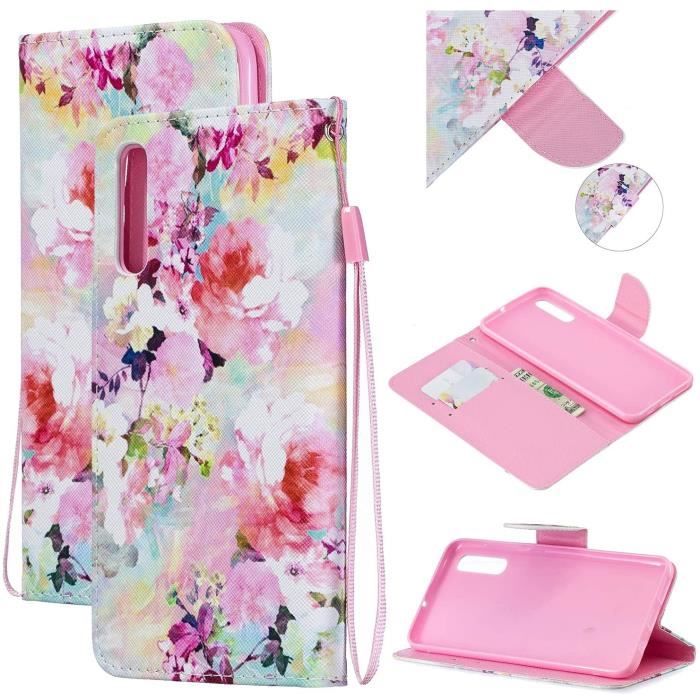 Etui Samsung Galaxy A50 Etui Portefeuille Ultra Fin en Cuir Motif Unique Fentes pour Cartes et Support Pliant Fermeture Magnét AB