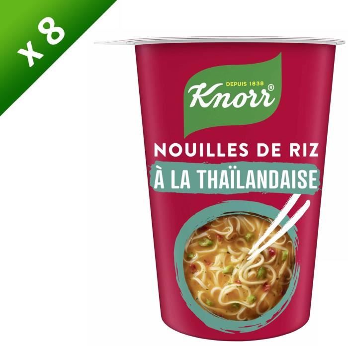 KNORR Nouilles de Riz Thaïlandaise Façon Curry Rouge - Lot de 8x 69 g