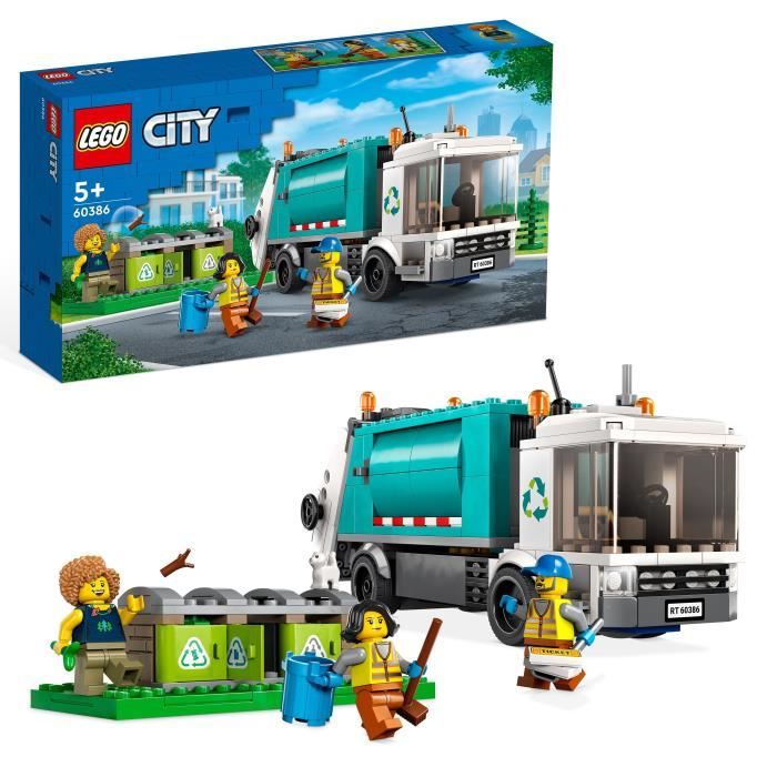 LEGO® City 60386 Le Camion de Recyclage, Jouet Camion-Poubelle, Jeu Éducatif Enfants 5 Ans