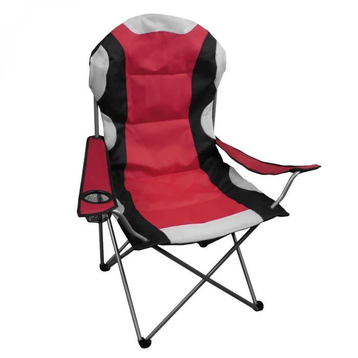 Chaise de camping pliable + Sac de transport - Rouge - Linxor