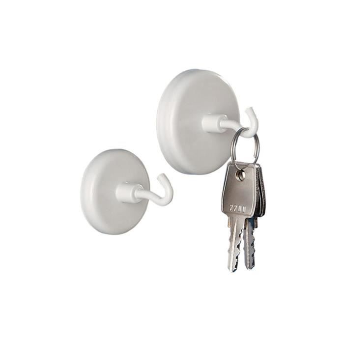 Aimant avec crochet Ø 32 mm blanc Néodyme - adh. 22 kg