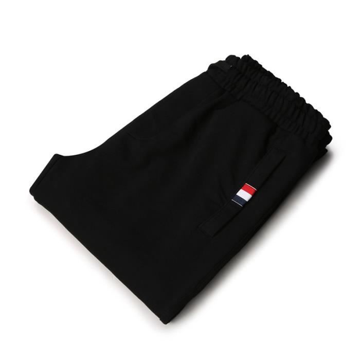Pantalon de jogging Homme grande taille en mince Droit Pantalon Homme Mode Casual - Noir