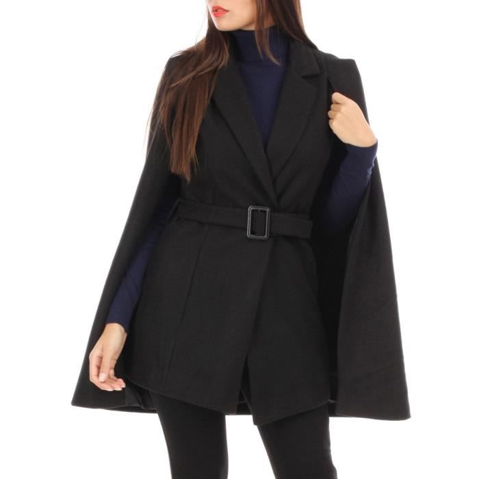 Manteau cape noir court