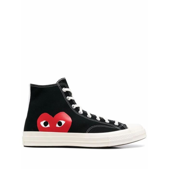 COMME DES GARÇONS PLAY FEMME P1K1121FBLACK NOIR COTON BASKETS MONTANTES