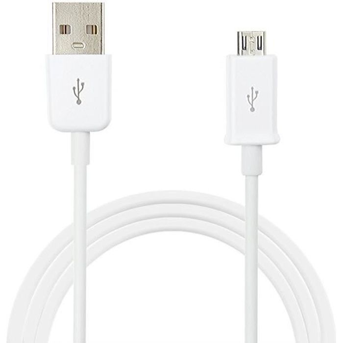 NOVAGO® Câble Micro USB pour recharger votre Tablette Samsung Galaxy TAB A 7- ( Blanc - 3 mètres )