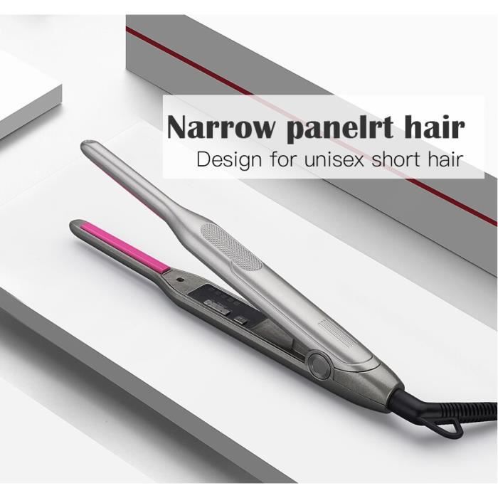 Lisseur professionnel pour les cheveux courts, fer plat, 2 en 1, cheveux LED, en céramique, pour barbe, bouclage