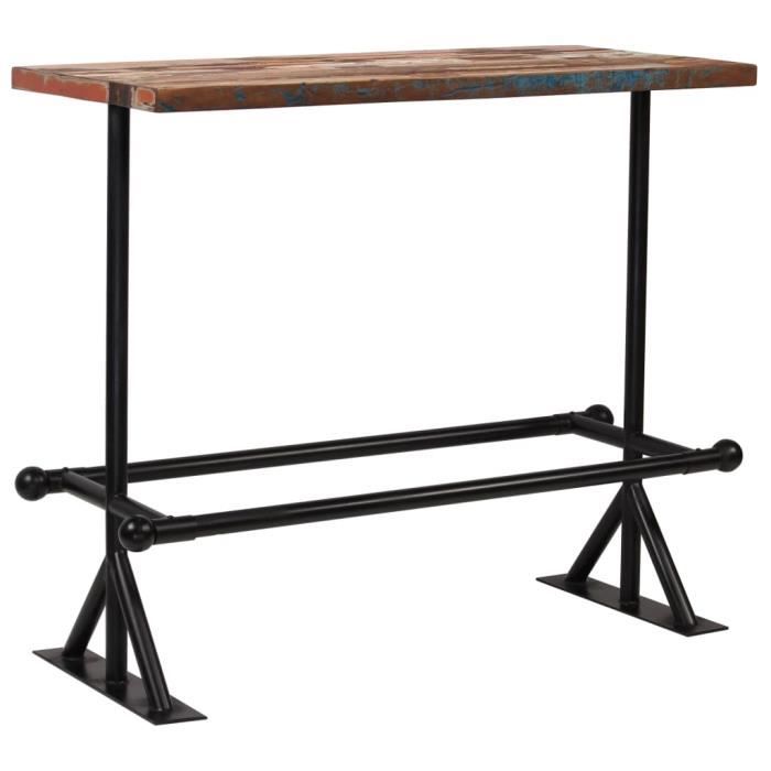 Table de bar Table à manger Table de jardin contemporain Bois massif recyclé Multicolore 120 x 60 x 107 cm